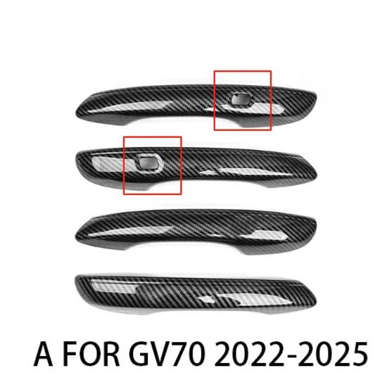 For Genesis GV70 -2026 Automotive Carbon Fiber Black ABS Exterior Door Handles Cover Trim Car Accessories LHD