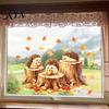 Abnehmbare Glassticker Kleiner Igel Baumstumpf Statischer Aufkleber, Aquarell Dekoratives Fenster Nicht Haftende Sticker Aufkleber, Wiederverwendbare PVC Clings