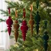 9 Stück Bruchsichere Beflockte Spitze Weihnachtsbaumkugel Vintage Weihnachtsbaumspitze Kugelanänger für Innen
