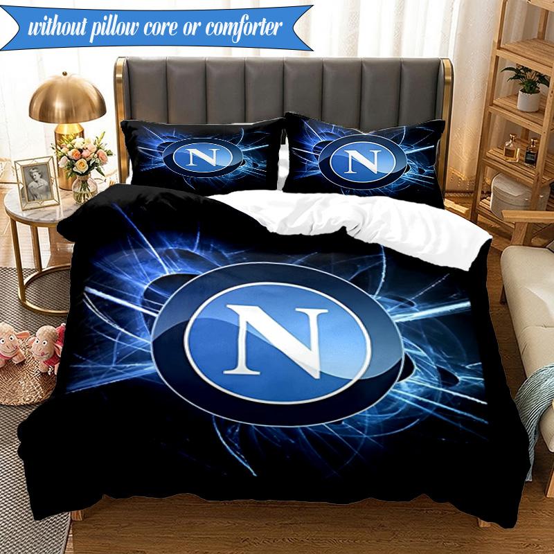 Set Lenzuola 3 Pezzi Blu Napoli Simbolo Energetico Stampa 2D (Include 1 Copripiumino + 2 Federe Senza Imbottitura), Decorazione camera da letto, Regalo ventilatore