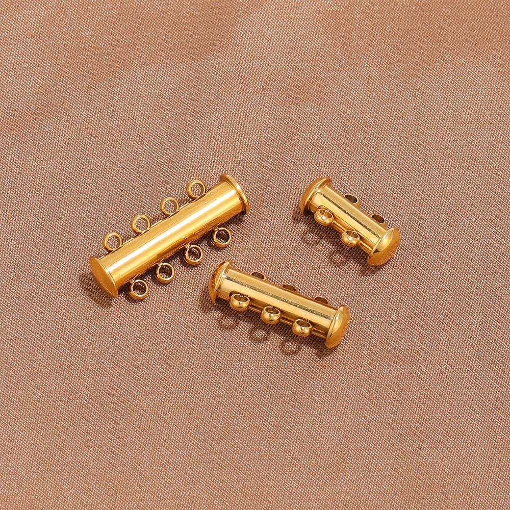 3 Stück Edelstahl 4 Schlaufen Magnetische Schieberöhre Verschlüsse Haken für DIY Lagenhalskette Schmuckherstellung Zubehör Armbandverbinder