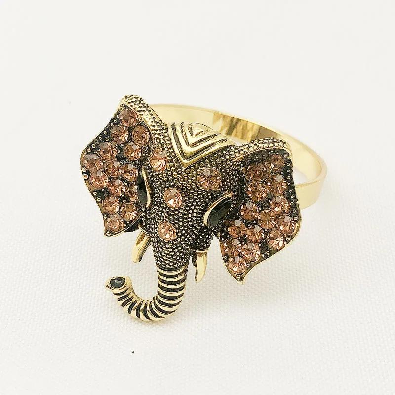 6/12pcs Retro Elephant Napkin Rings Chic Rhinestone Elephant Napkin Ring Western Napkin Buckle Table Decoration