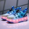 28-36 Children's Plus Size Four-wheel Disassembly Into Flat Sports Shoes LED Mesh Illuminated Sports Shoes Children's Shoes