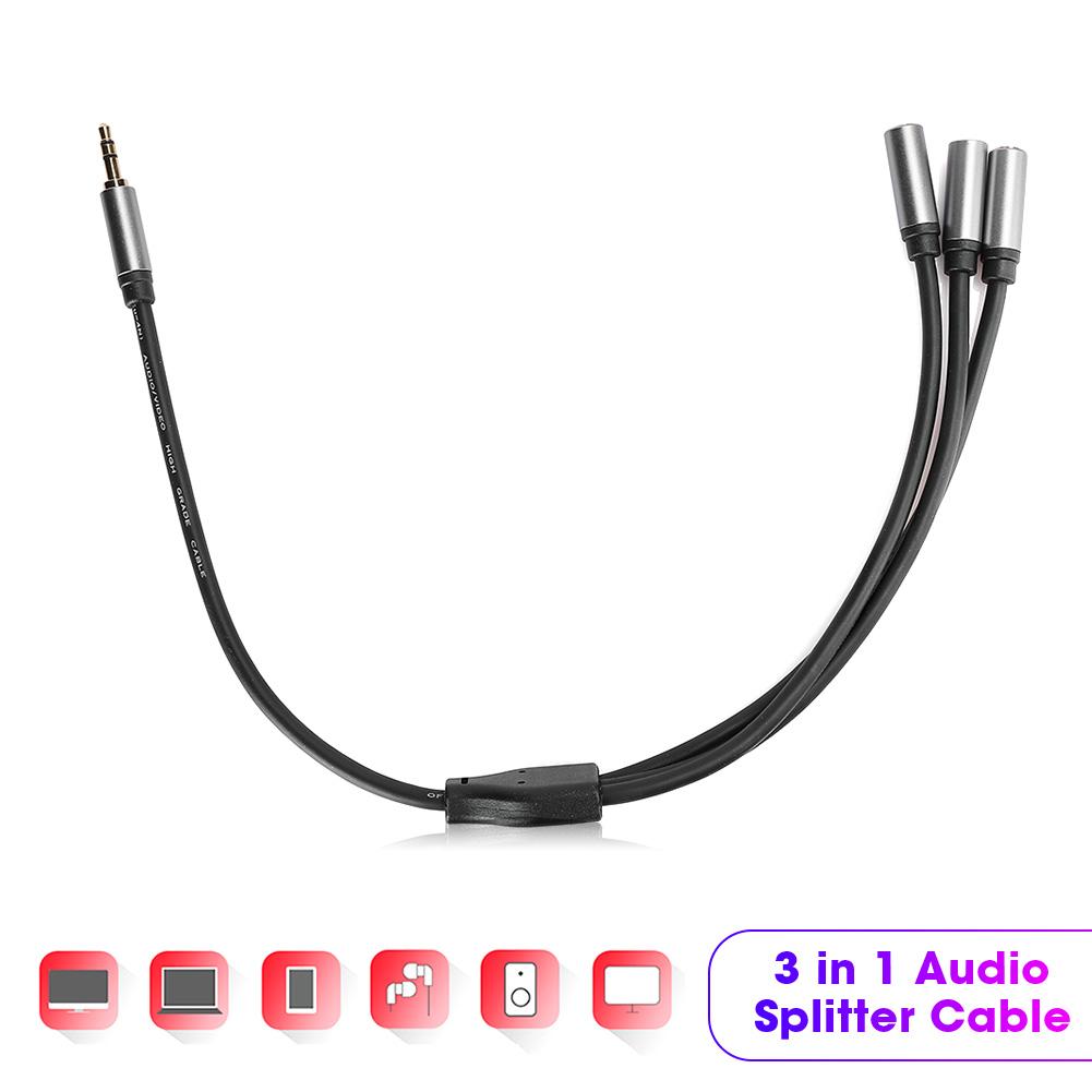 3.5mm 0.1in 3 in 1 Audio Splitter Cable 1 Male to 3 Female Stereo Wire High Compatibility3.5mm 0.1in 1 Male to 3 Female
