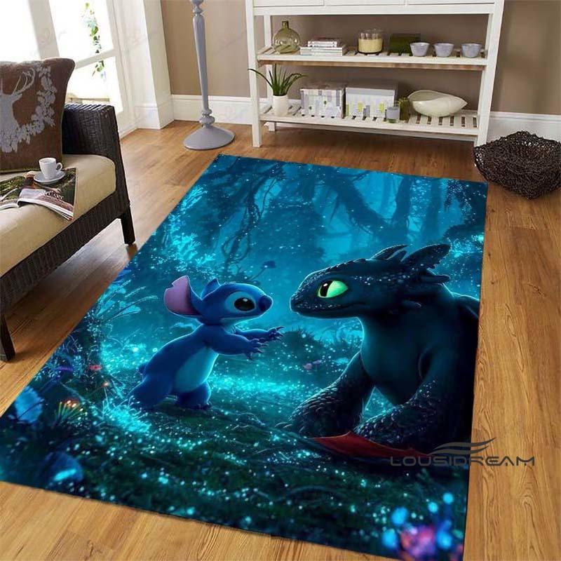 Various sizes of How to Train Your Dragon Toothless pattern rugs, cartoon style, suitable for bedrooms, living rooms, sofa