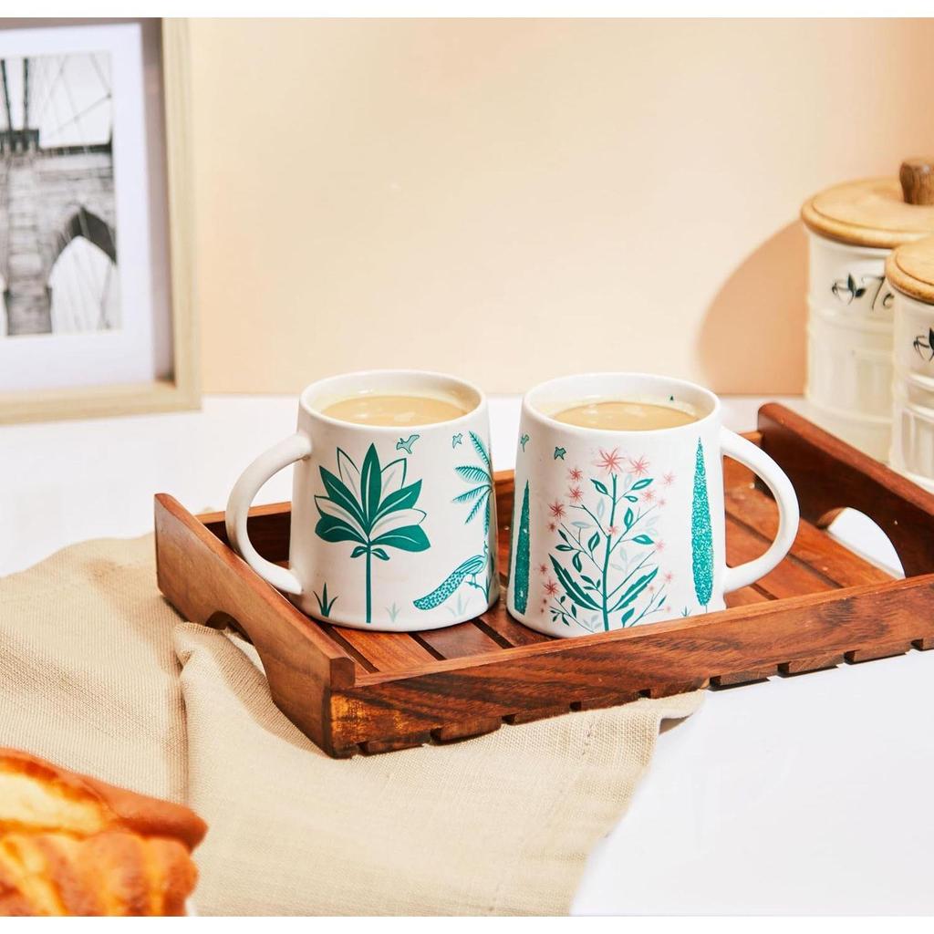 Ceramic Coffee Mug Set | Set of 2 | 350 Ml | Green