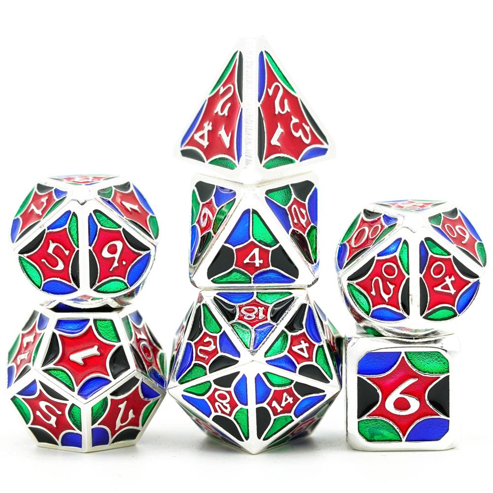 Cusdie Galaxy Metal D&D Dice 7Pcs High-quality D4 D6 D8 D10 D% D12 D20 Polyhedral Dice Set for Pathfinder Role Playing Game