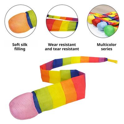 65/95cm Rainbow Tail Throw And Catch Ball, Soft Fabric Meteor Shuttlecock Ball, Kindergarten Sensory Training Toy For Kids