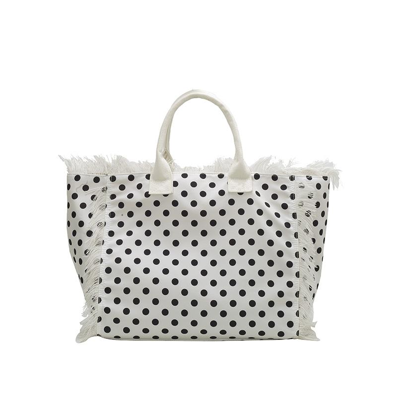 New Trendy and Fashionable Large-capacity Handbag Polyester Fiber Polka Dot Pattern, Versatile Commuter Single-shoulder Tote Bag