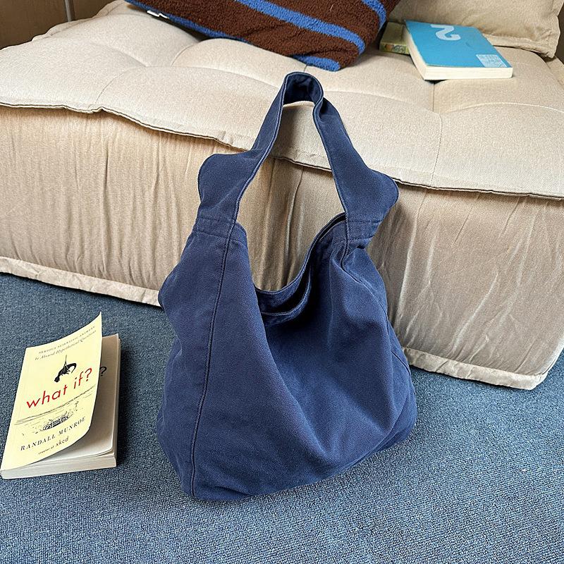 Washed Canvas Bag Lazy Wind Drooping Tote Bag Women's Literary Class Bag Mailman Bag Casual Shoulder Bag Men's
