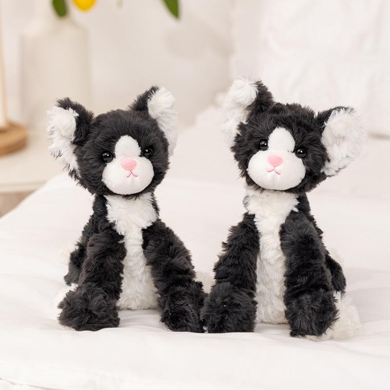 Latest Healing Sitting Black German Cat Dolls Kawaii Stuffed Plush Toy Long Hair Doll Cartoon Anime Cute Kids Birthday Gift Doll