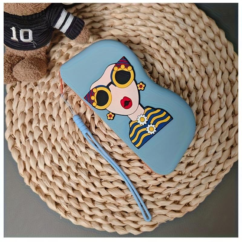 1pc Silicone Glasses Case with Wrist Strap - Portable Travel Organizer for Glasses, Lipstick, Headphones & Small Items - Cute Cartoon Design