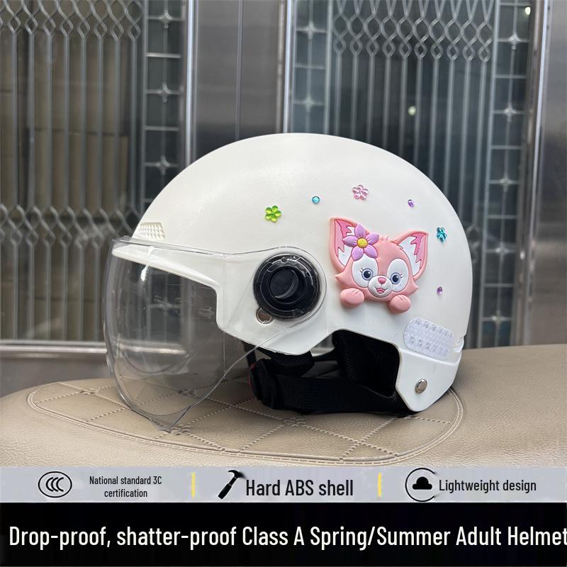 3C Certified Women s Summer Helmet: Cute, Lightweight, Breathable, All-Season Sun Protection for Electric Scooters. Adult Summer Helmet with Gem Stickers