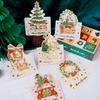 100-1Pcs Christmas Greeting Cards Foldable Postcards New Year Party Bronzing Winter Gifts Paper Cards Home Envelope Decorations