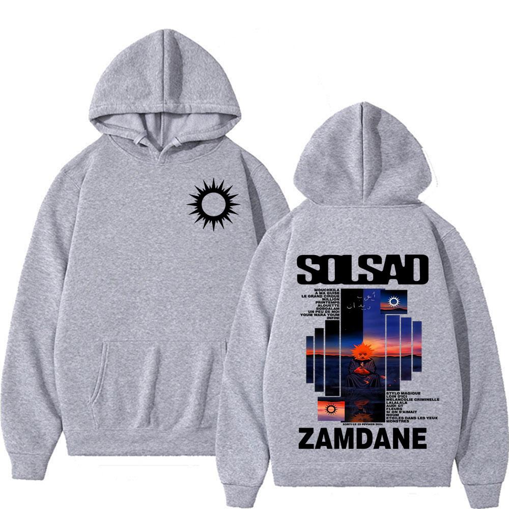 

French Rapper Zamdane Solsad Album 2025 Tour Pullover Men s Clothing High Quality Harajuku Hip Hop Hooded Sweatshirts Streetwear 3XL