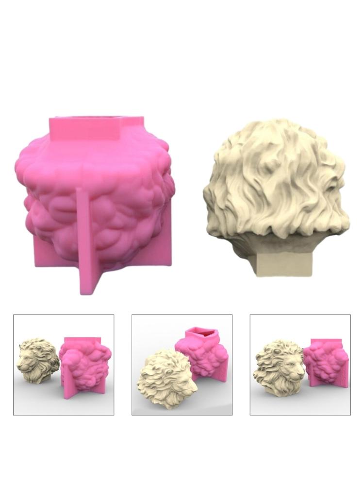 Lion Heads Decoration 3D Candle Soap Mould  Candle Epoxy Mold Handmade   Wax Soap Molds for Decoration