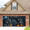 1 Halloween garage polyester banner - ghost spider web door with skull and pumpkin design perfect for holiday decoration