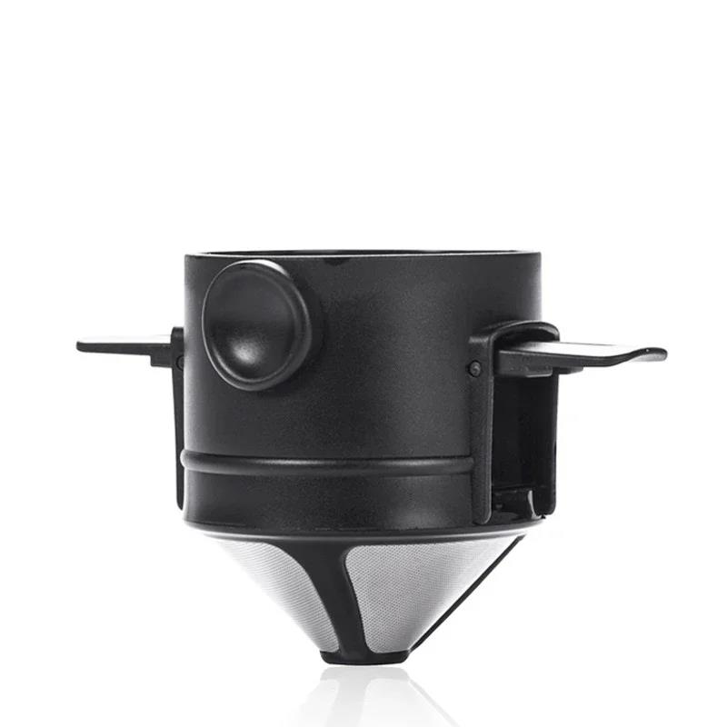 

Collapsible Coffee Filter Portable Stainless Steel Drip Tea Holder Funnel Basket Reusable Pot Dripper чорний
