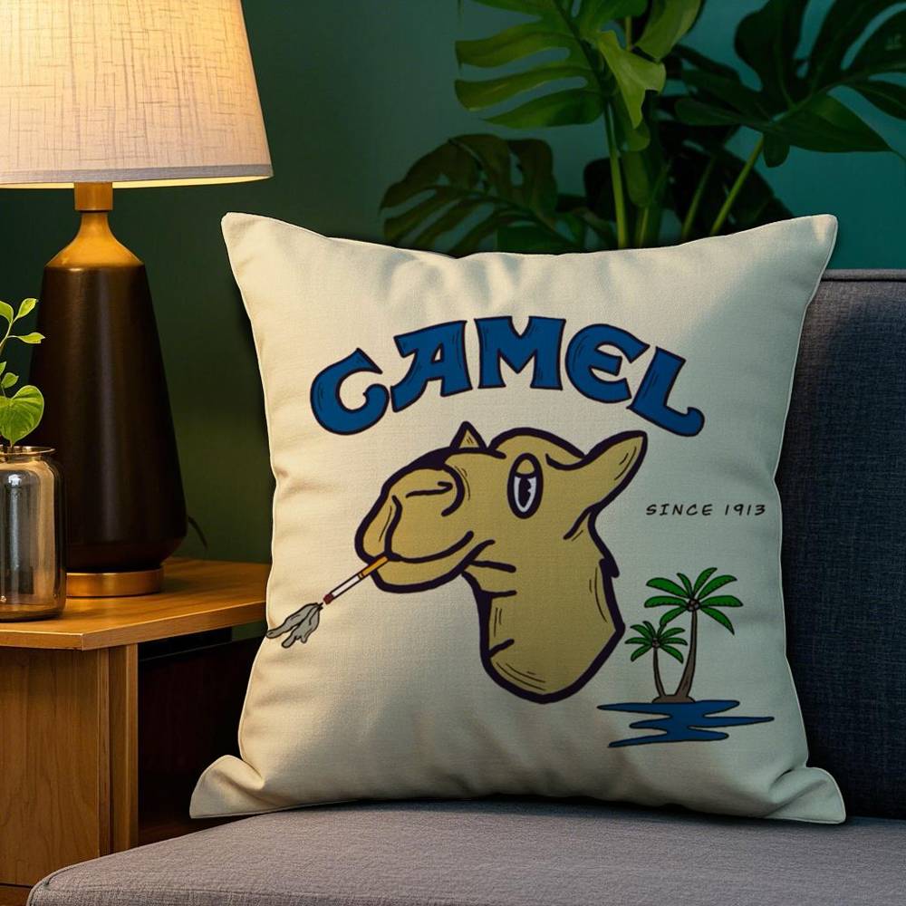 Luxury C-Camel Pillow Case Plush Fabric Soft Double Sided Print Sofa Cushion Cover Throw Pillow Covers