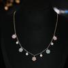 Handmade Floral Pearl Necklace Set Women Pink Blue Flower Design Lightweight Elegant Jewelry Casual Party Wear