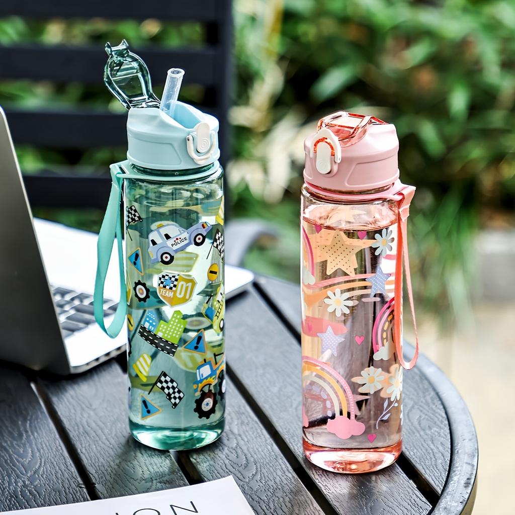 790ml Cartoon Straw Cup, Ideal for Students, Outdoor Camping and Picnicking, Large Capacity, Perfect for Back To School Season