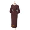  Spring and Autumn New European and American Amazon Cross-border Round Neck Long-sleeved Suit Top Hip Skirt Suit