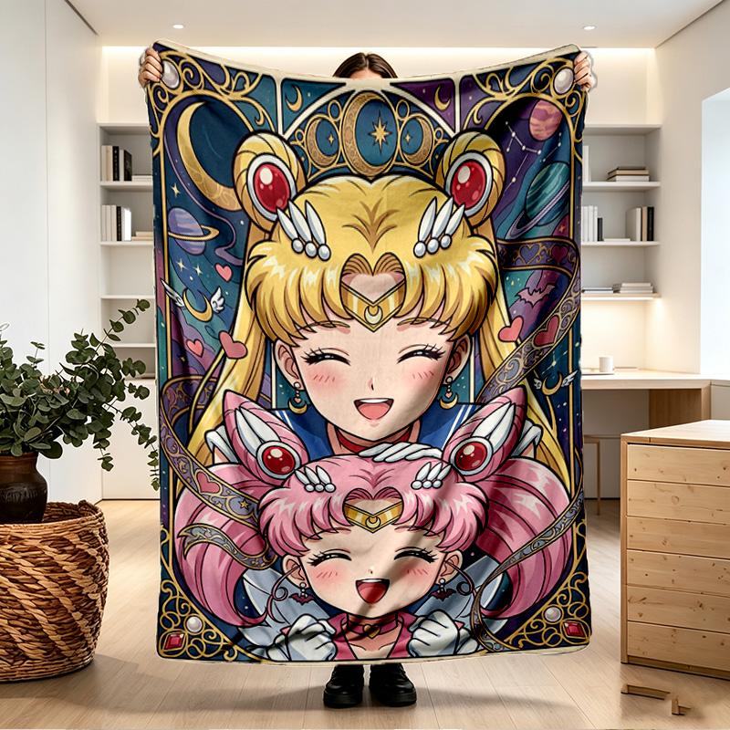 Sailor Moon Print Blanket - Soft & Comfortable, for Bedroom, Travel, Sofa, Home Decoration - Birthday Christmas Gift for Friend
