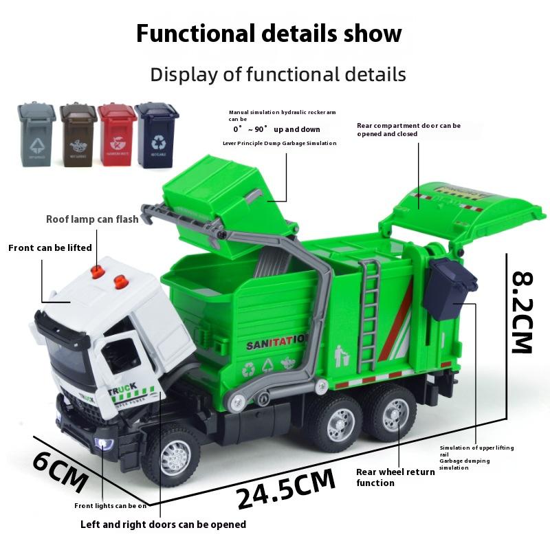 1:35 City Sanitation Truck Alloy Car Model Diecast Garbage Sorting Sanitation Clearing Vehicle Children Toy Present For Boys