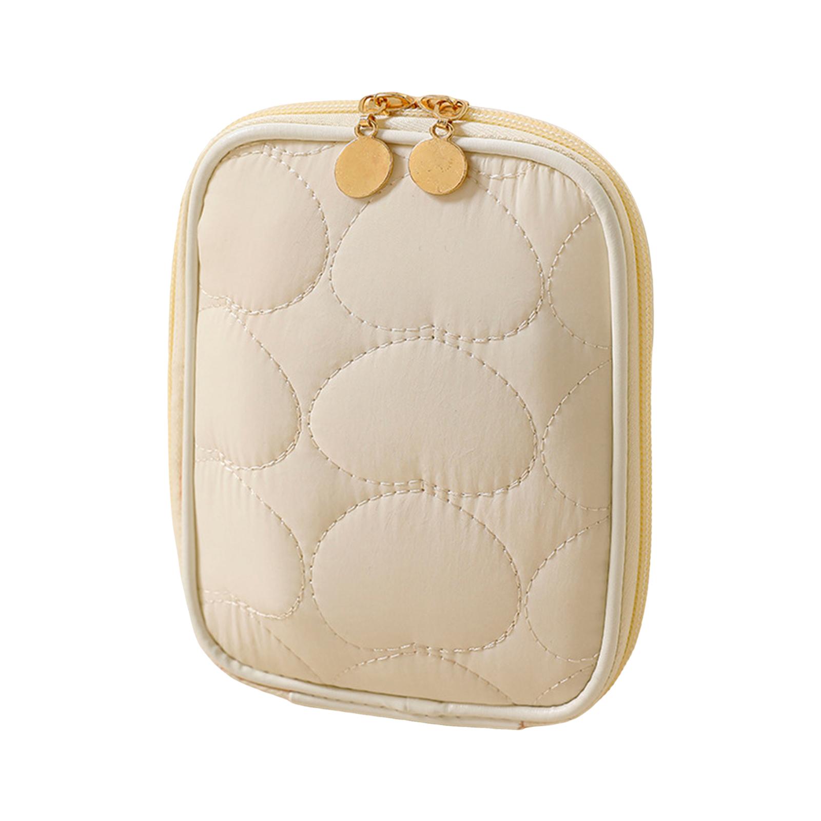 

Mini Cosmetic Bag Portable Handbag Lightweight Waterproof Travel Organizer For Cosmetics Makeup бежевый