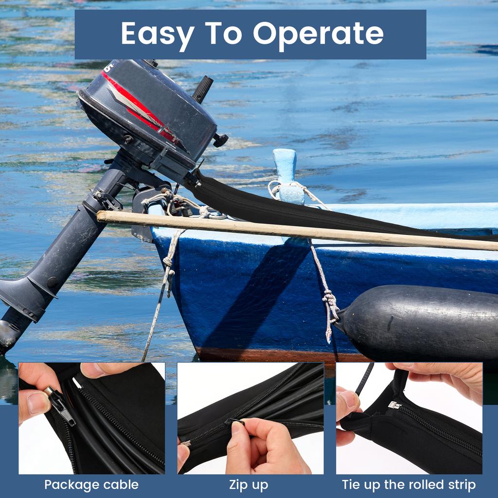 Boat Outboard Motor Rigging Sleeve 47 Inch Zippered Wire Wrap Trolling Motor Cords Protector for Boat Marine Outboard Fishing 7