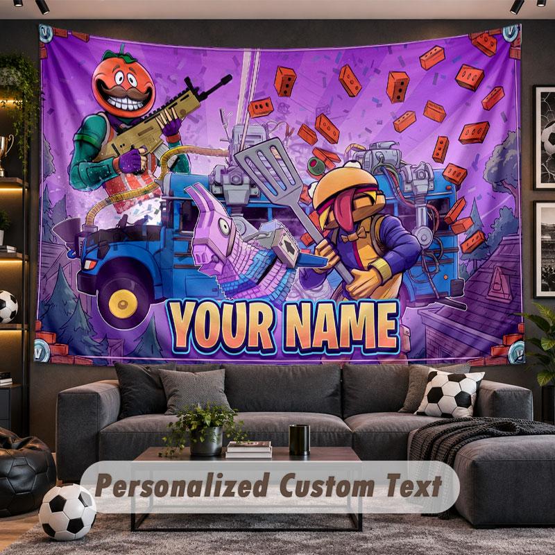 Wall Hanging Tapestry Custom NameFortnite Pattern Personalized Printed Fabric Wall Decor