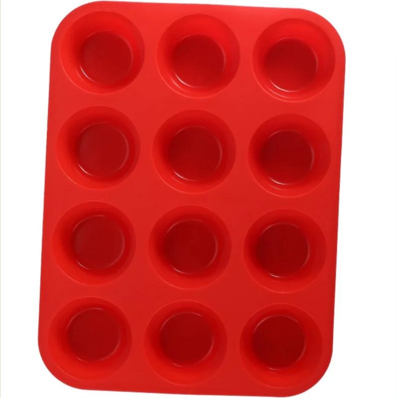 Silicone Muffin Pan 12 Cups Cupcake Tray Non-Stick Silicone Baking Molds For Making Muffin Cakes Cupcake Chocolate Bread Tart