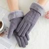 Women Winter Suede Gloves Fur Cuffs Touchscreen Gloves Soft Warm Fleece Lined Gloves