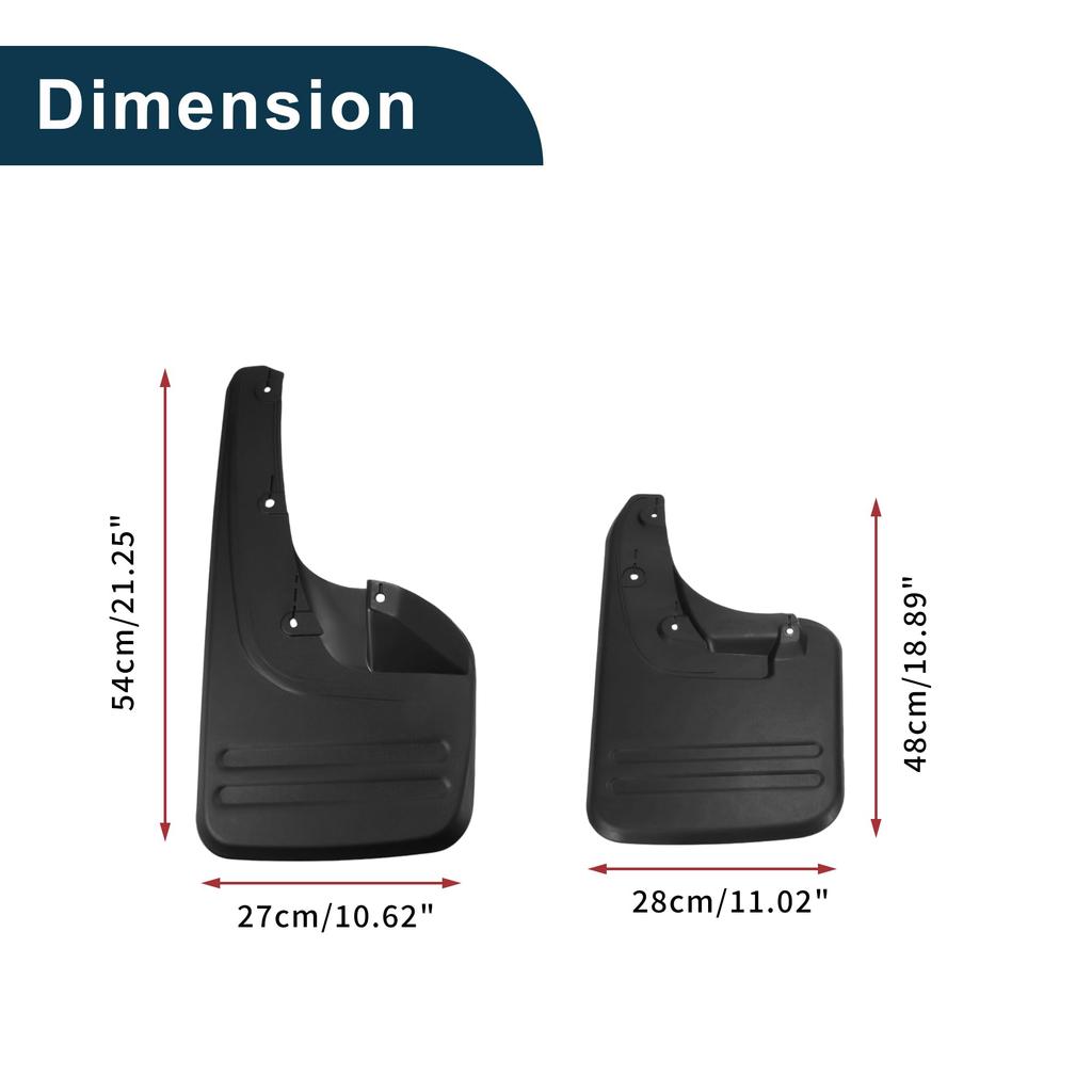TUCKBOLD Front and Rear Mud Flaps with Mounts for Toyota Hilux Vigo 4WD (2010-2014)