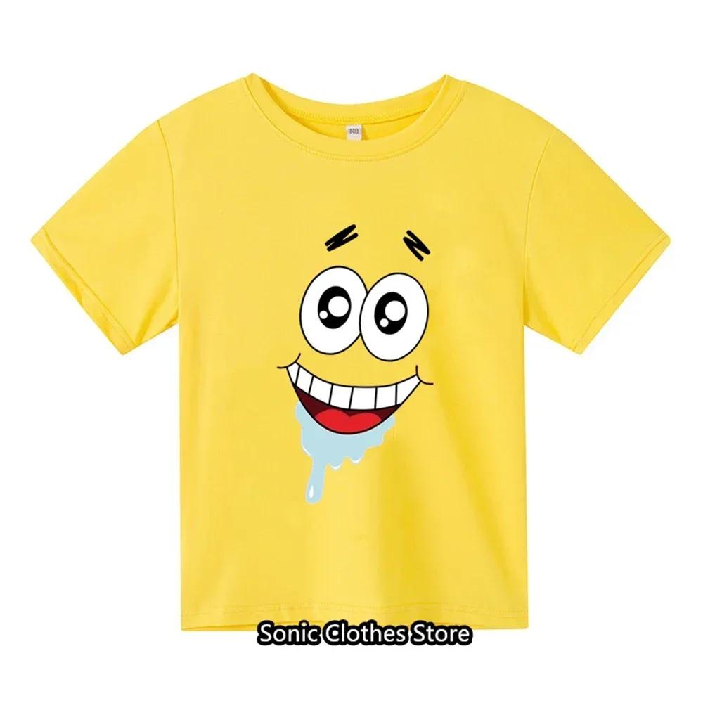 2026 Summer New T-shirt Emoji Cartoon Print Children s Short Sleeve Boys and Girls Fashion Short Sleeve 110