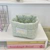 Fresh Plaid Stripe Grid Fabric Storage Basket Household Washable Decorative Bins Ins Stackable Miscellaneous Desk Storage Basket