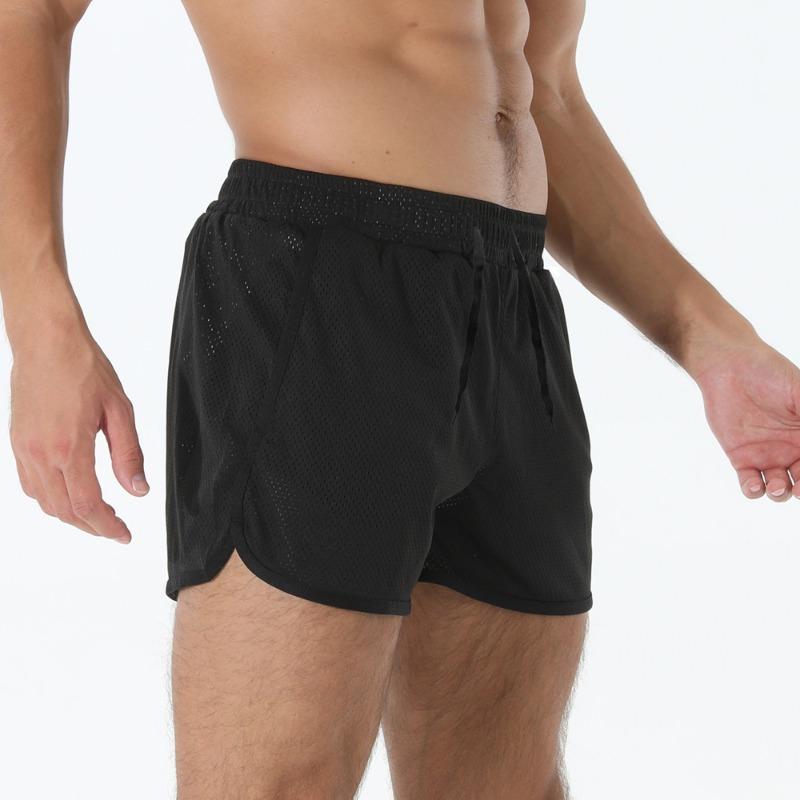 

Men Mesh Athletic Shorts Elastic Waist Drawstring Casual And Gym Wear S чорний