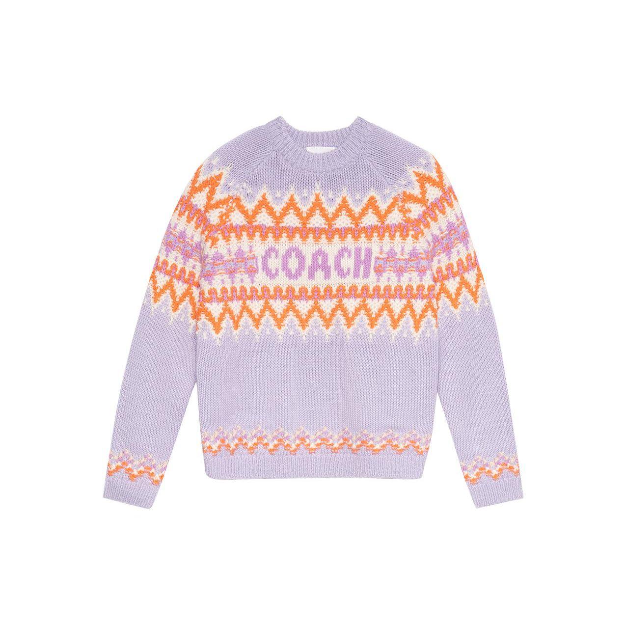Coach FW22 Pattern Jacquard Ski Knit Sweater Women sweater Lilac CE892-LIL XS