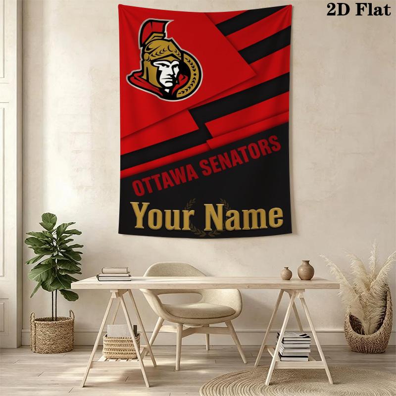 Name Custom Ottawa Senators Wall Tapestry Aesthetic Wall Hanging Printed Fabric Blanket Decorative Tapestries for Bedroom Living Room Home Decor