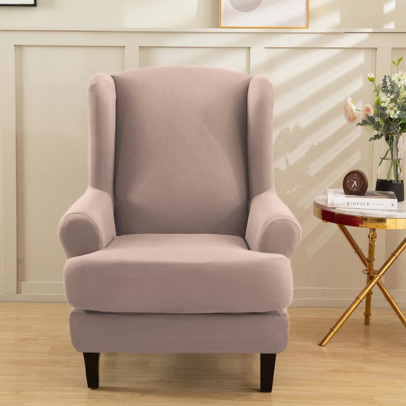Wing Back Chair Cover Stretch Floral Spandex Armchair Covers Footstool Single Sofa Slipcovers With Cushion Cover