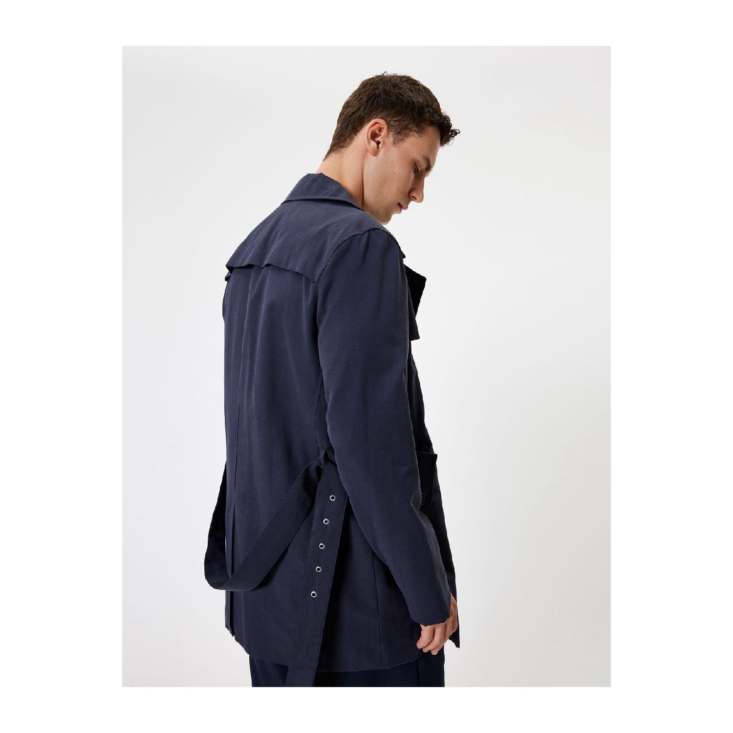 

Тренч приталенного кроя с поясом, смесь хлопка M белый