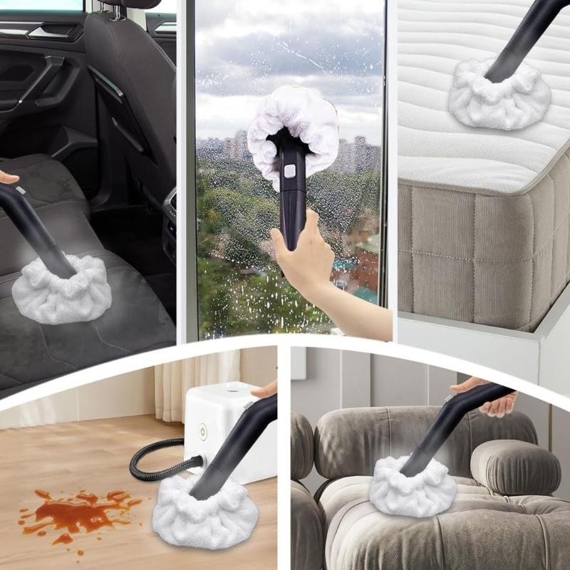 6Pcs Scratch Resistant Steams Cleaner Bonnets Double Layer Washable Microfiber Cloths for Handheld Steamer Machines Pads
