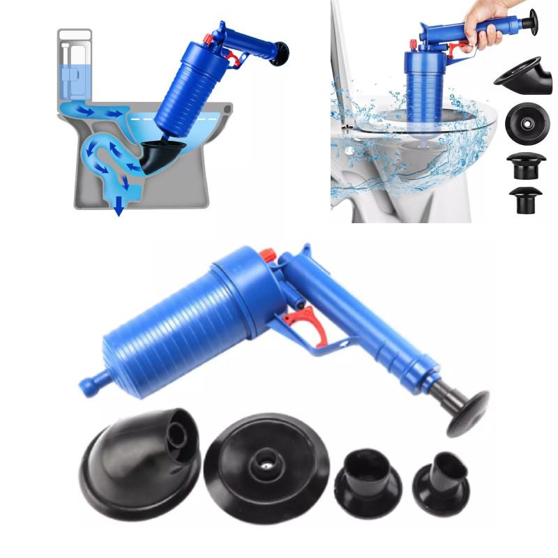 Powerful Blue Plastic Toilet Plunger Home Drain Cleaning Tool For Clogged Pipes