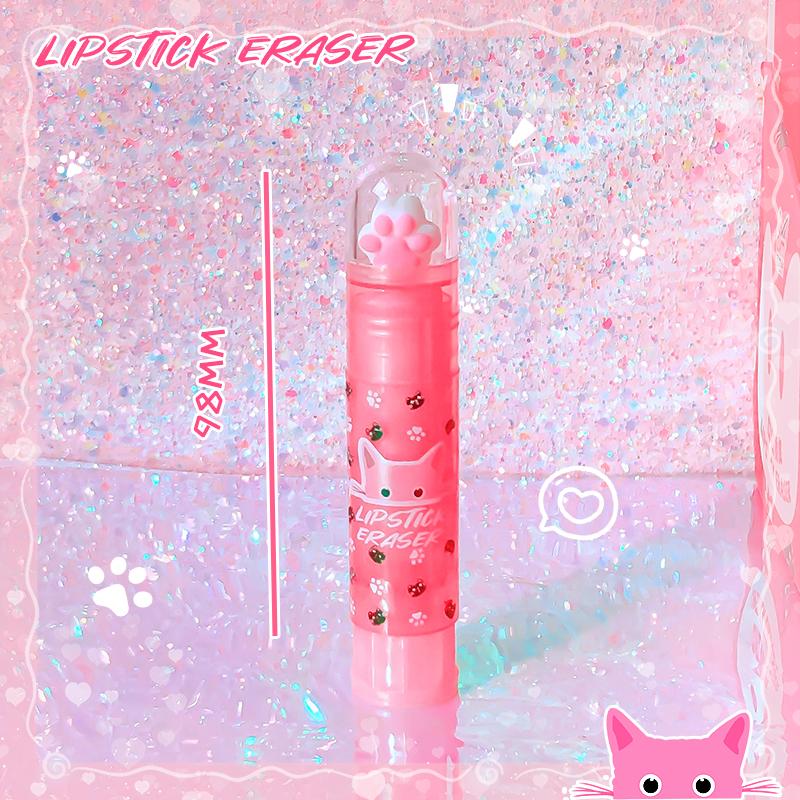 Kawaii Stationery items Aesthetic stationery supplies back to school acsesories Lipstick Eraser drawing rubber cute things
