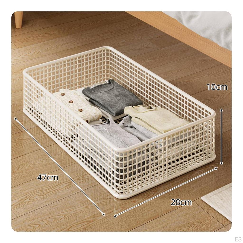 UnderBed Storage Basket LowClearance Metal Wire Rounded Corners White L Mobile