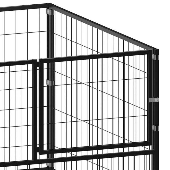 VidaXL Chenil Noir 200x100x70 cm Acier Enclos pour Chiots Cage Extérieur 150790