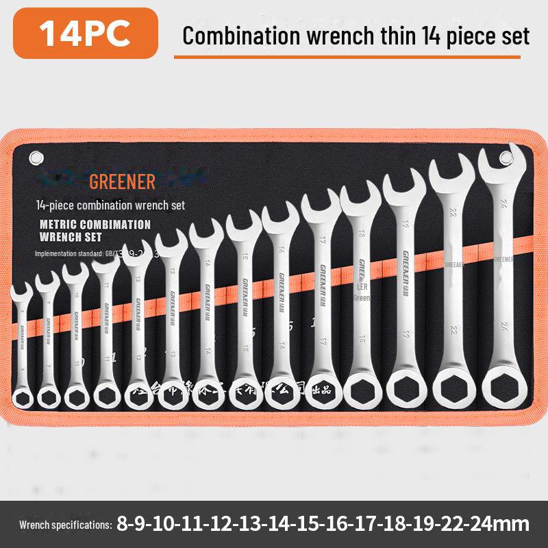 Green Forest Thin Open End Wrench Set: Complete Hardware Tool Set