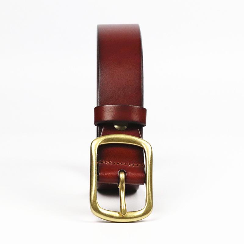 Men s Retro Cowhide Leather Belt with Copper Pin Buckle 110-125CM