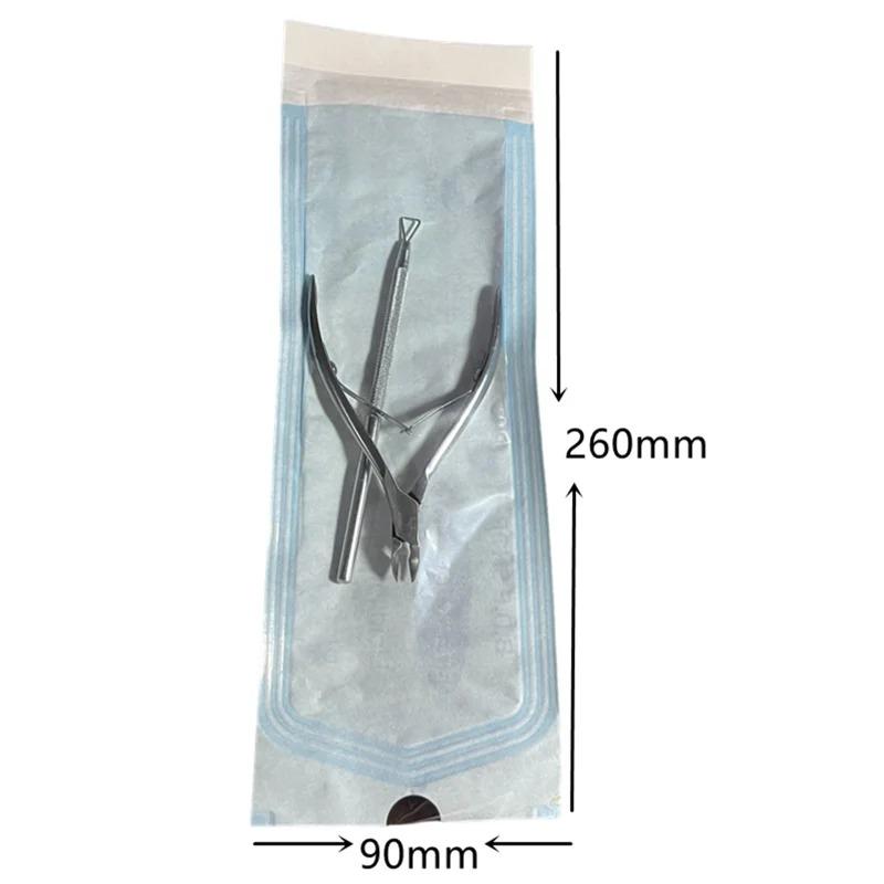 200 Stück Maniküre-Sterilisationsbeutel, Sterilisationsbeutel für Nagelkunstwerkzeuge, saubere Einweg-Nagel-Zahnmedizin, medizinisches Papier + CPP/PET-Filmbeutel