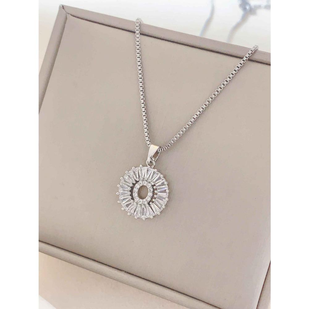 Necklace Does Not Fade, Women's Summer Square Circle Letter Necklace, Titanium Steel Necklace, Versatile High-end Clavicle Chain